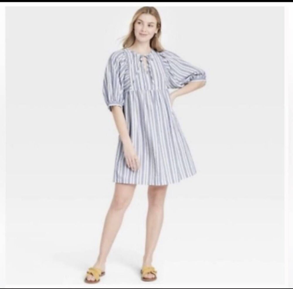 Universal Thread Striped Babydoll Cottagecore Cotton Dress Size L